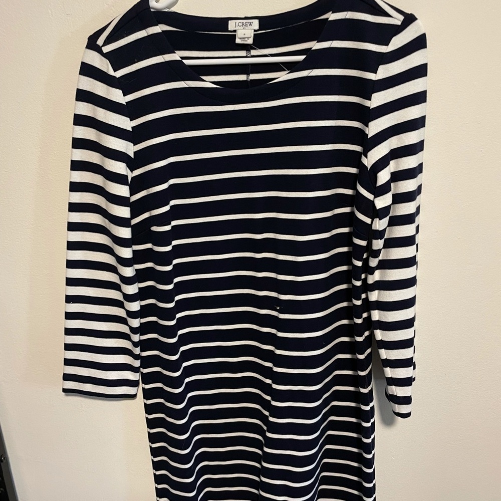 NWOT J Crew Blue & White Long Sleeve Stripe Dress